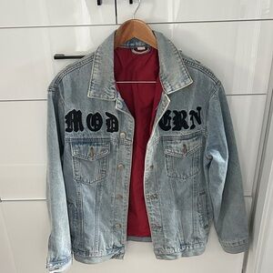 Gucci Light Blue Denim Jacket with Black Lettering